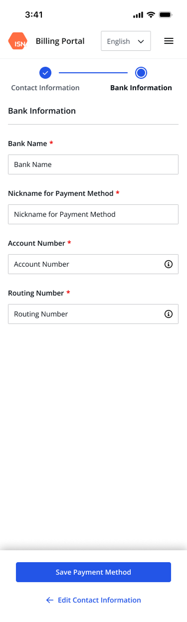 Card information — alternate state